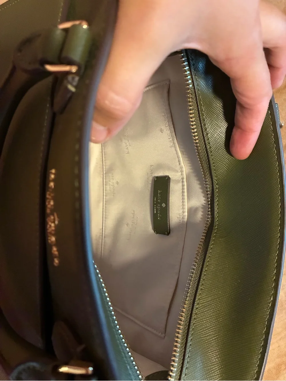 kate spade olive green leather satchel